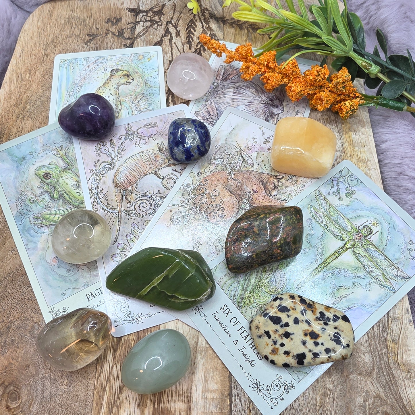 Intuitio kivi + tarotkortti
