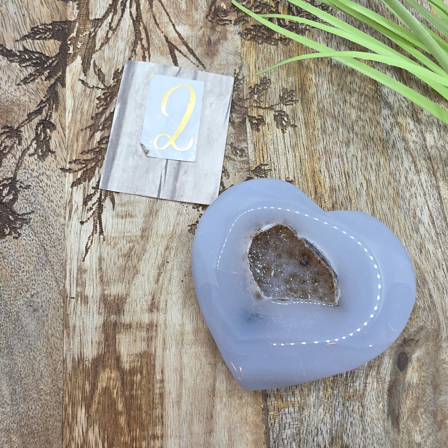 Akaatti "druzy" sydän