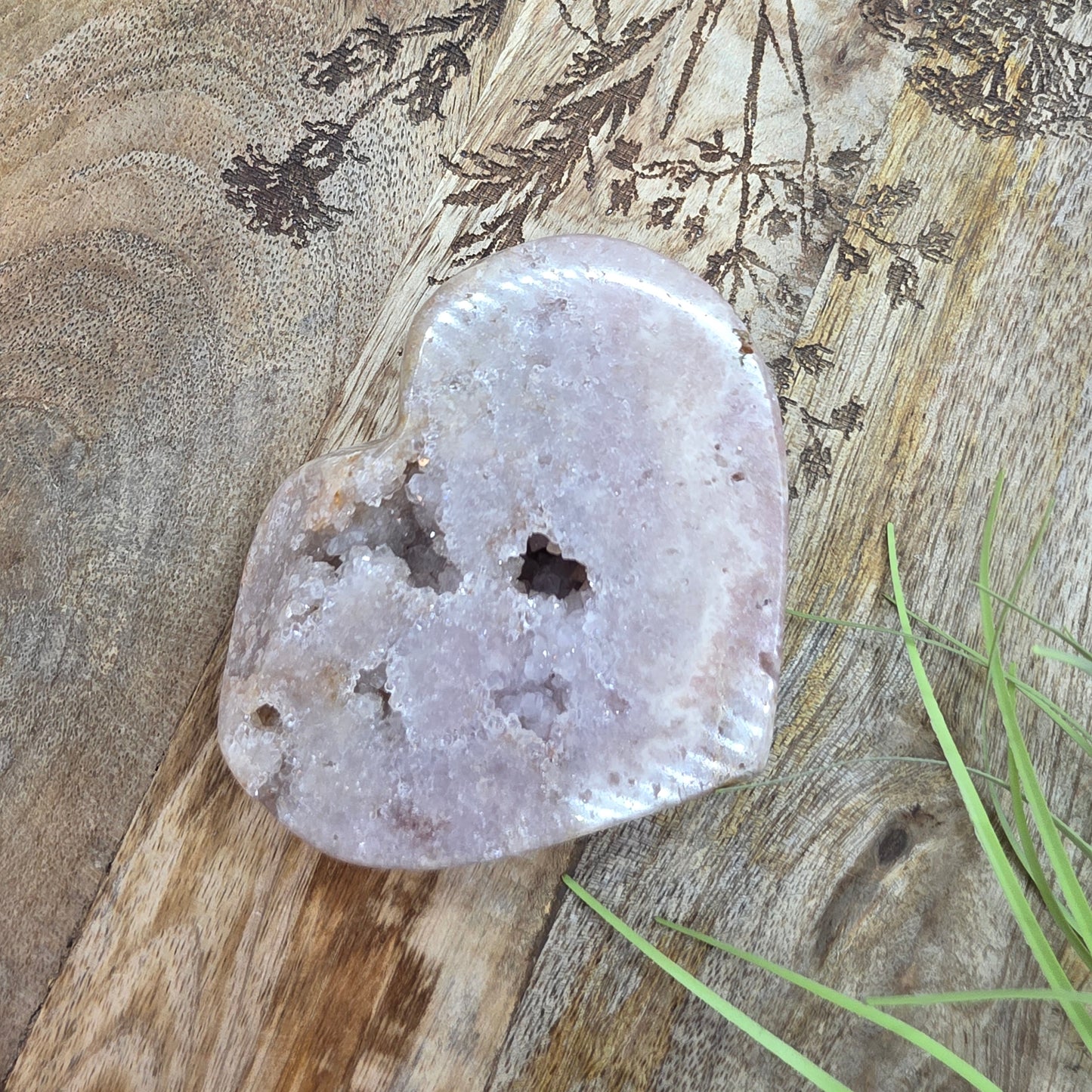 Pinkki ametisti sydän "druzy"