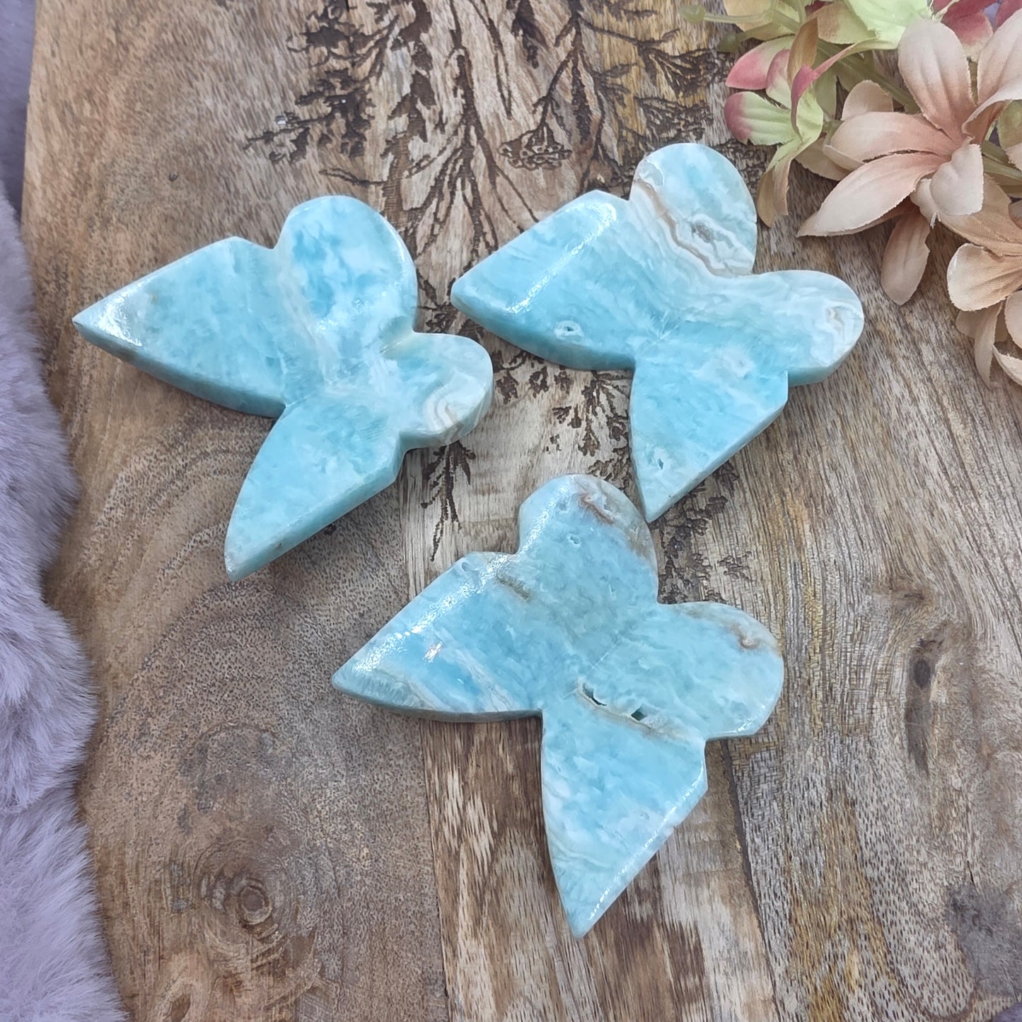 3D perhonen -caribbean blue-kalsiitti-