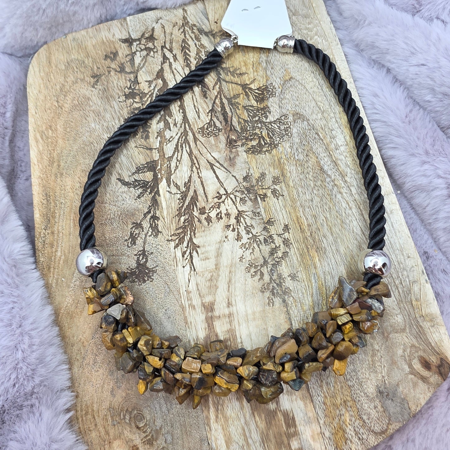 Tiikerinsilmä kaulakoru "chunky"