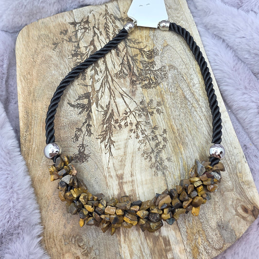 Tiikerinsilmä kaulakoru "chunky"