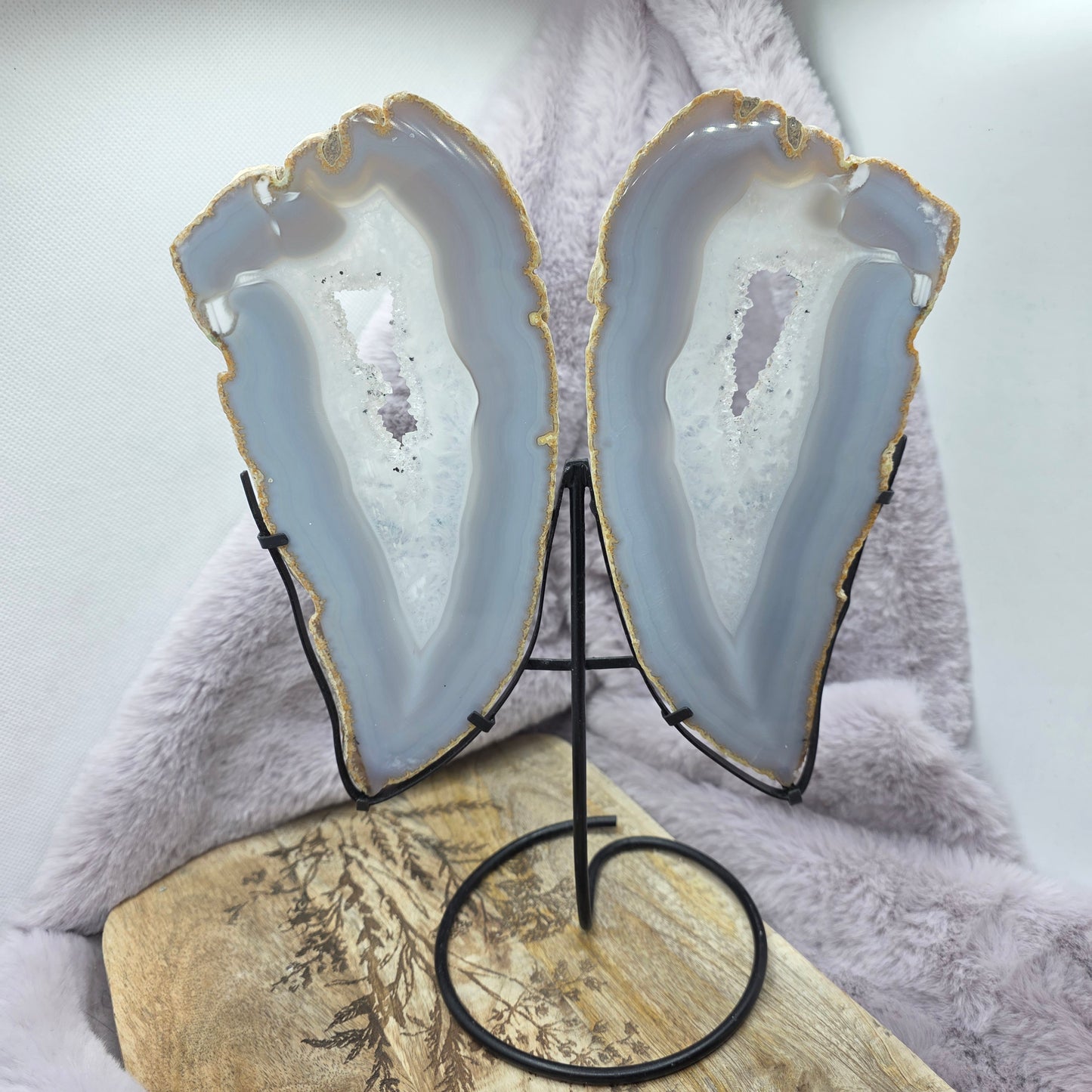 Akaattisiivut telineessä -siniharmaa-