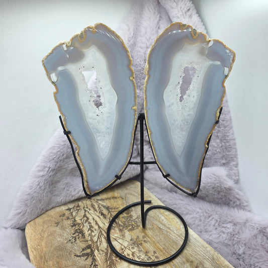 Akaattisiivut telineessä -siniharmaa-